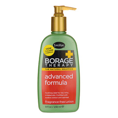 SHK023 | Shikai Borage Therapy advanced formula fragrance-free lotion in green pump bottle, 8 fl oz
