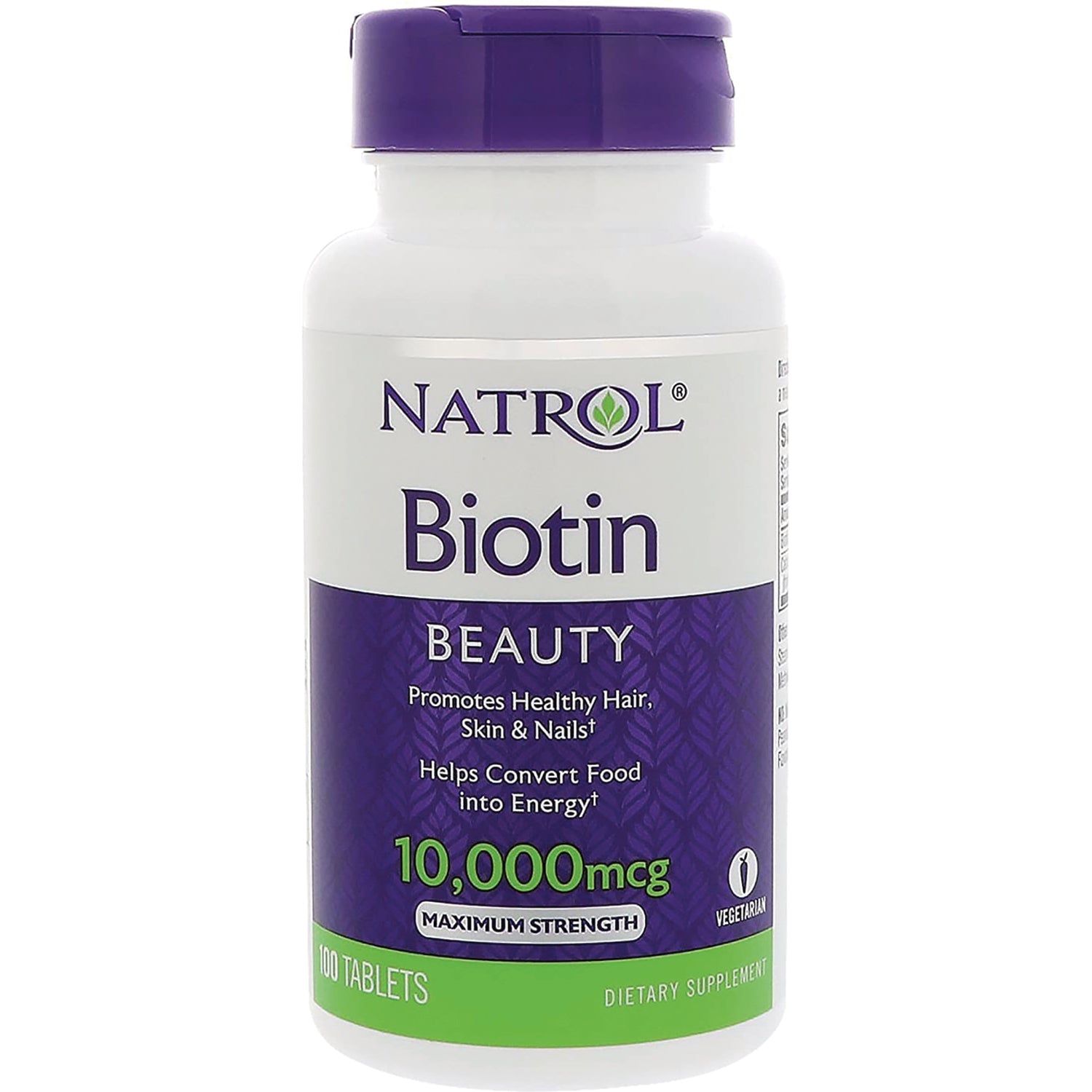 NA503 | Natrol Biotin Beauty bottle, 10,000 mcg maximum strength, 100 tablets