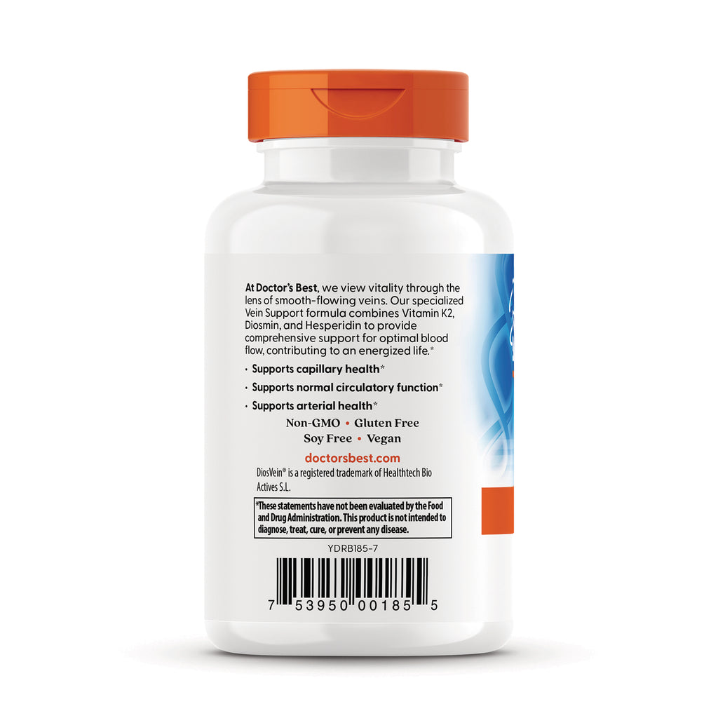 DB200 | Back label of white supplement bottle showing benefits text, Non-GMO Gluten Free Soy Free Vegan and barcode - Thumbnail