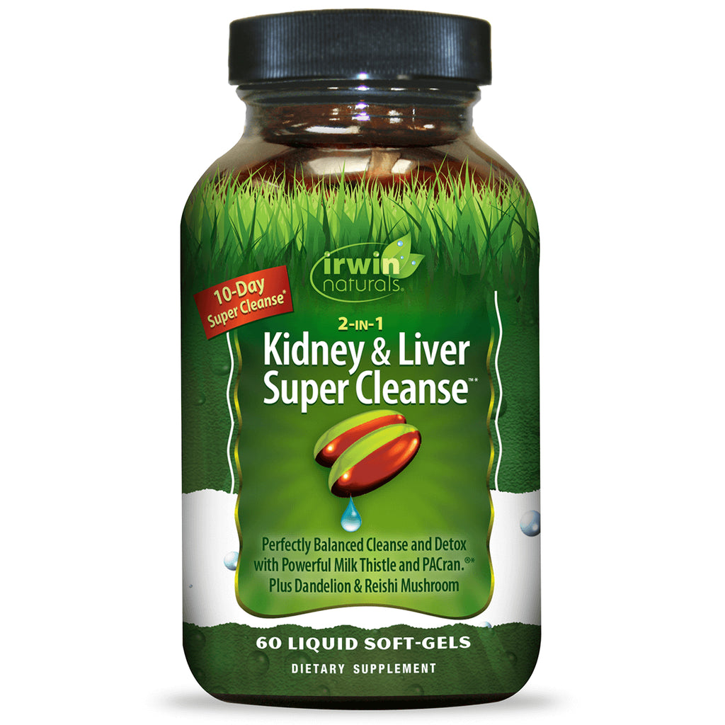 IR152 | Irwin Naturals 2-in-1 Kidney & Liver Super Cleanse bottle, 60 liquid soft-gels dietary supplement - Thumbnail