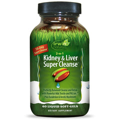 IR152 | Irwin Naturals 2-in-1 Kidney & Liver Super Cleanse bottle, 60 liquid soft-gels dietary supplement