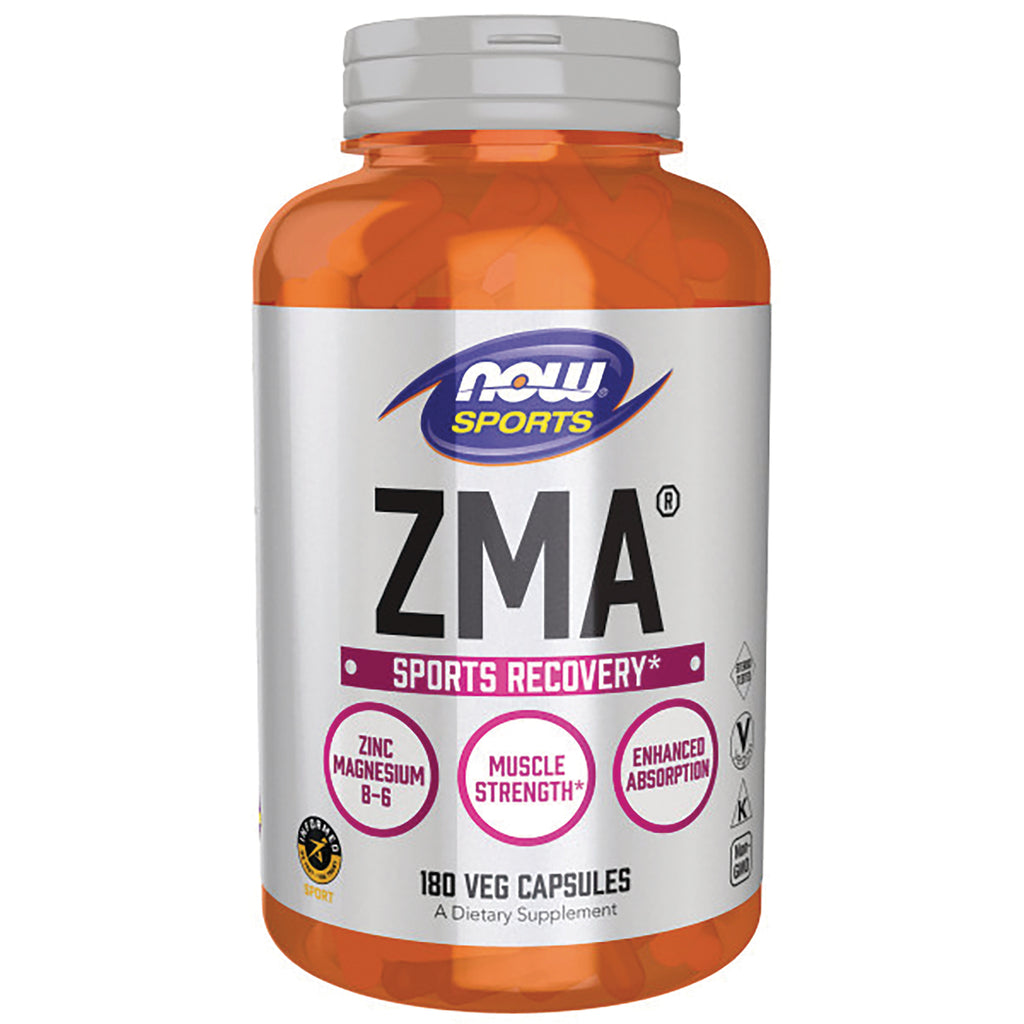NWF1183 | NOW Sports ZMA Sports Recovery bottle showing label and 180 veg capsules - Thumbnail