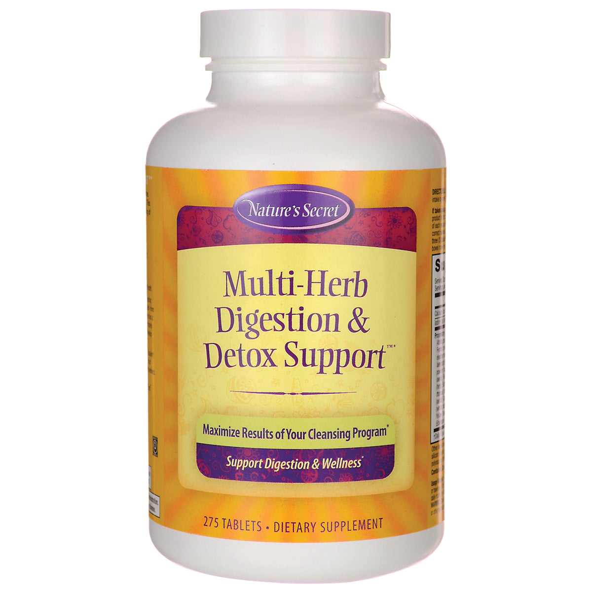 NTS19 | Nature's Secret Multi-Herb Digestion & Detox Support bottle front, 275 tablets
