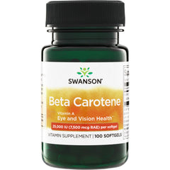SW007 | Swanson Beta Carotene Vitamin A, Eye and Vision Health, 25,000 IU per softgel, 100 softgels bottle