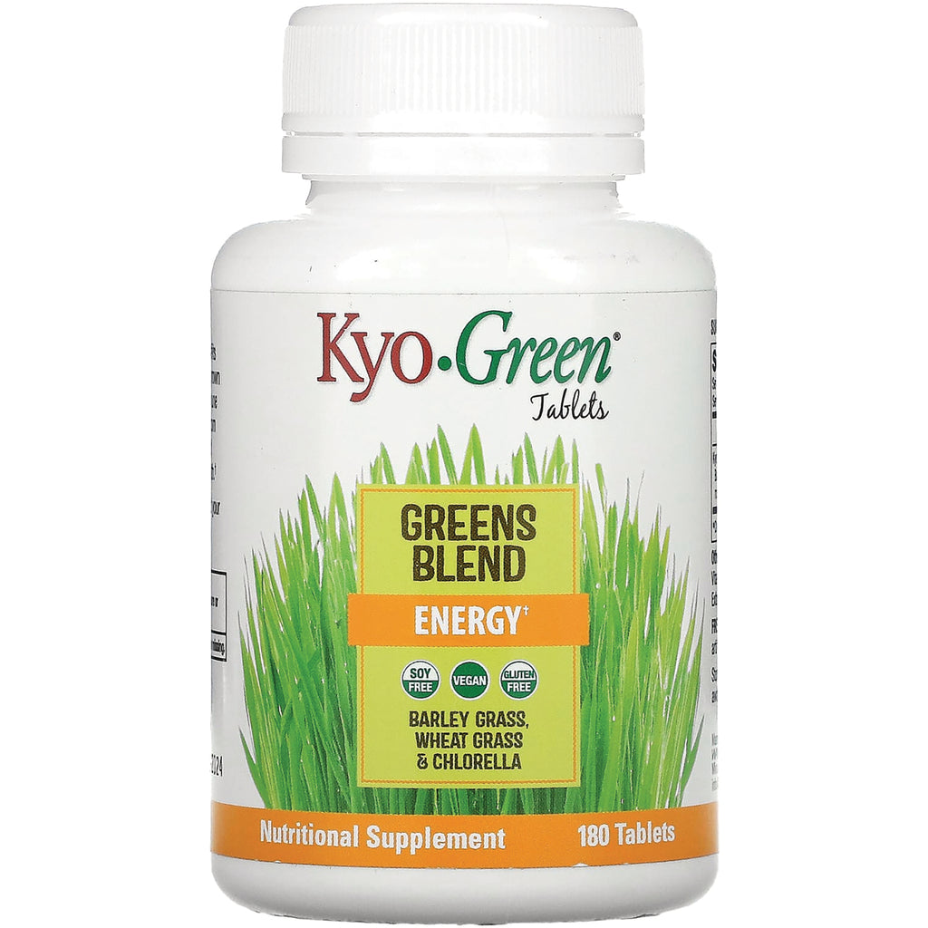 KY045 | Kyo-Green Greens Blend Energy tablets bottle labeled barley grass, wheat grass & chlorella, 180 tablets - Thumbnail