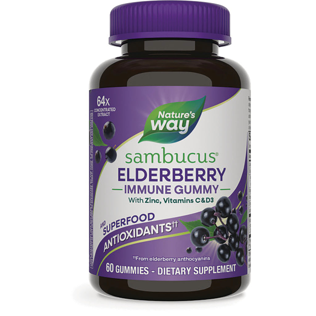 NW883 | Nature's Way Sambucus elderberry immune gummy bottle, 60 gummies label - Thumbnail