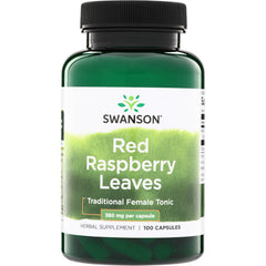 SW951 | Swanson Red Raspberry Leaves herbal supplement bottle, Traditional Female Tonic, 380 mg per capsule, 100 capsules