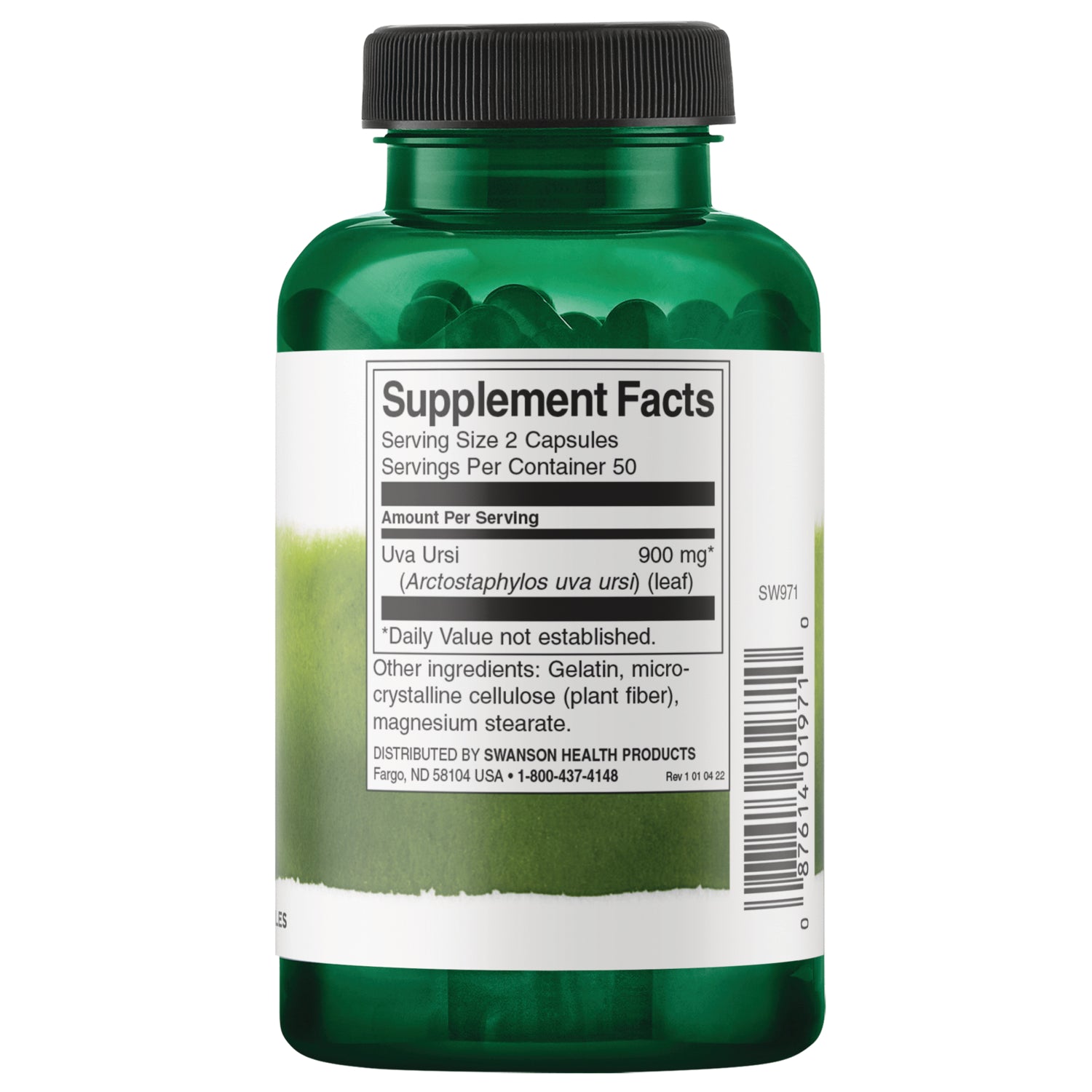 SW971 | Back label with supplement facts and serving information