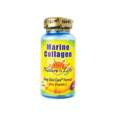 NSL016 | Blue bottle of Marine Collagen by Nature's Life labeled Deep Skin Care Formula plus Vitamin C, 60 capsules