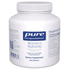 PRN082 | white jar of Pure Encapsulations Women's Nutrients dietary supplement 180 capsules front label