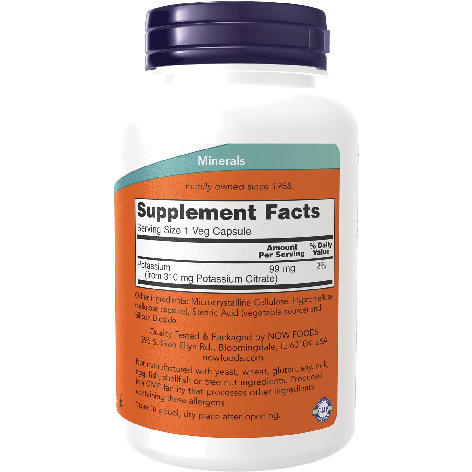 NWF906 | Back label showing Supplement Facts panel and ingredients listing potassium 99 mg per serving