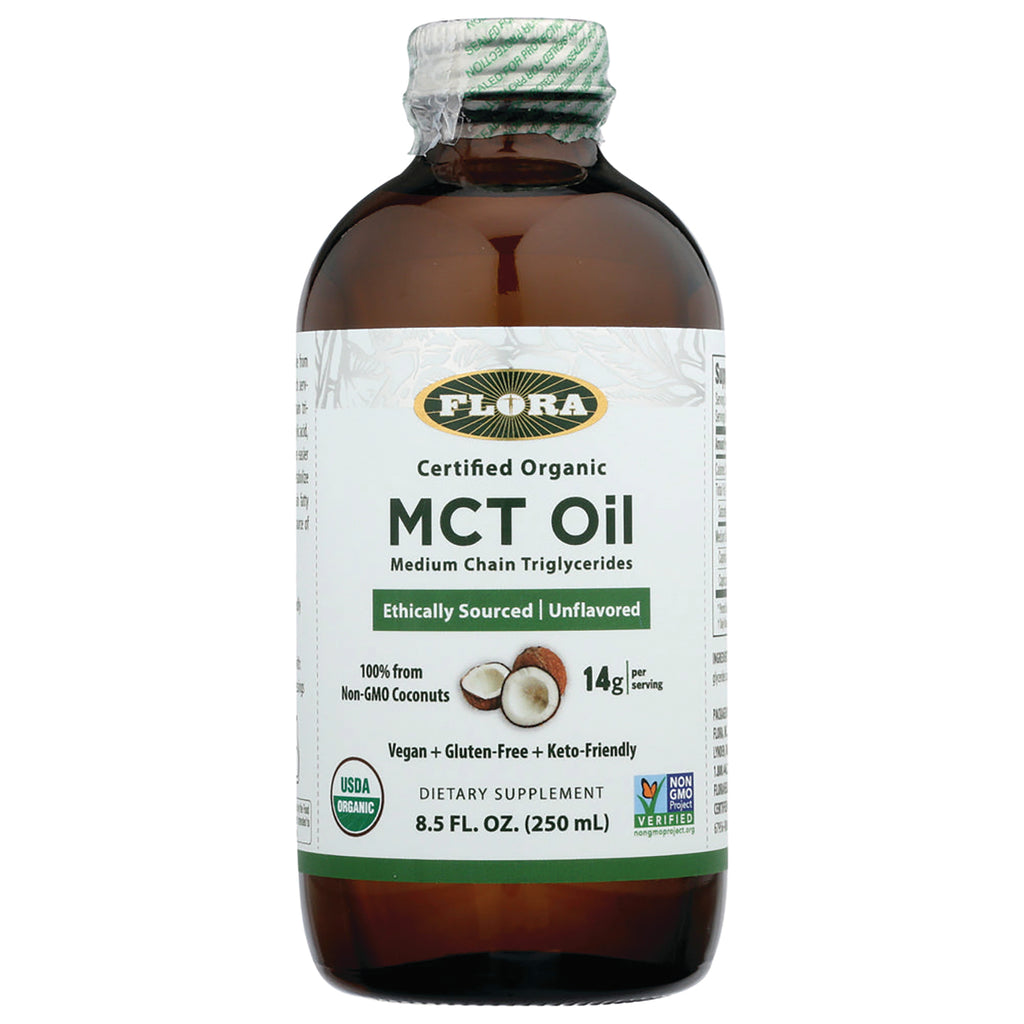 FL115 | Flora certified organic MCT Oil 8.5 fl oz bottle labeled Medium Chain Triglycerides unflavored - Thumbnail