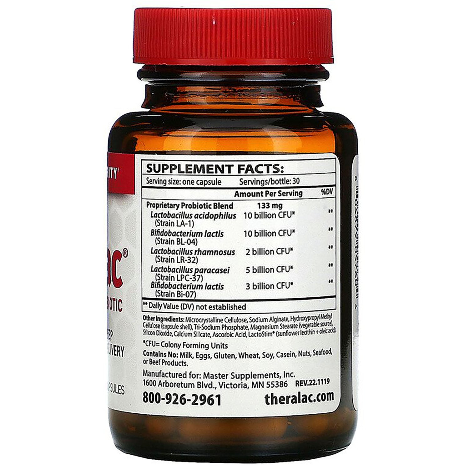 MSP001 | amber supplement bottle back showing Supplement Facts label and ingredients list