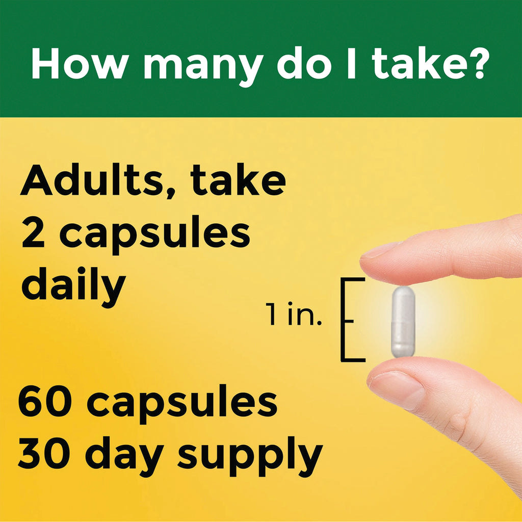NTM153 | Back label with dosage: Adults, take 2 capsules daily; shows capsule between fingers with 1 in scale and 60 capsules 30 day supply - Thumbnail