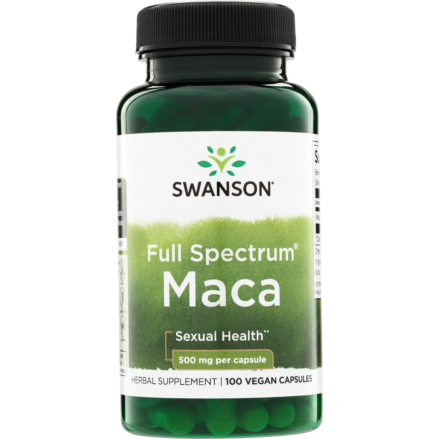 SW961 | Swanson Full Spectrum Maca, 500 mg per capsule, herbal supplement, 100 vegan capsules, Sexual Health