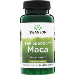 SW961 | Swanson Full Spectrum Maca, 500 mg per capsule, herbal supplement, 100 vegan capsules, Sexual Health