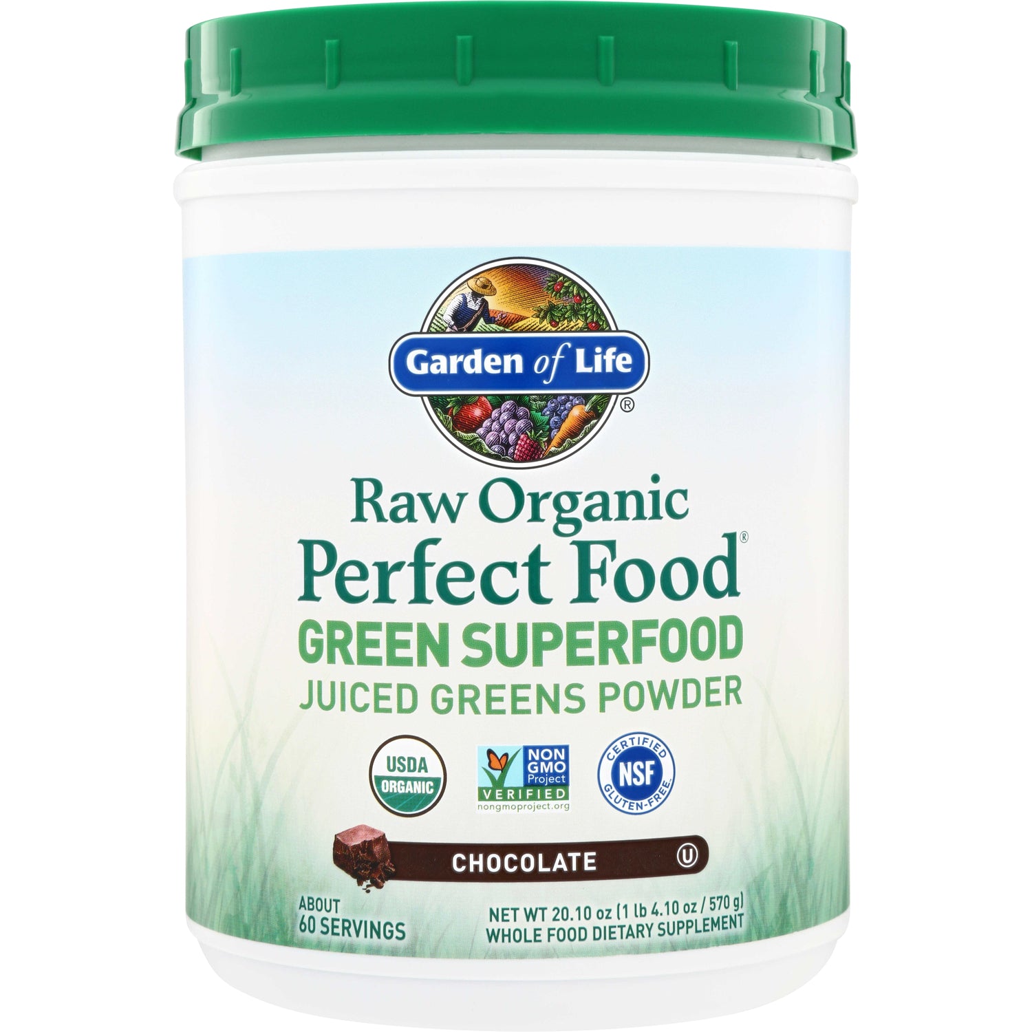 GLF171 | Garden of Life Raw Organic Perfect Food Green Superfood Juiced Greens Powder, Chocolate