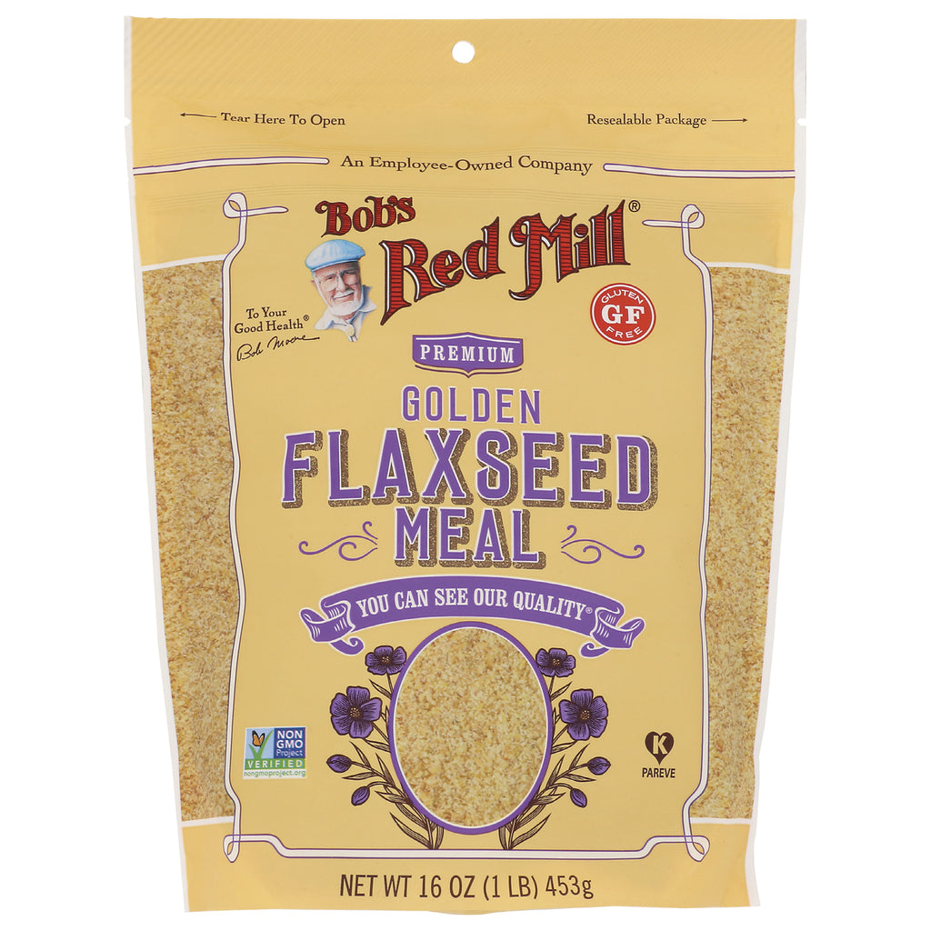 BOB264 | Bob's Red Mill premium golden flaxseed meal front packaging with clear window showing product - Thumbnail