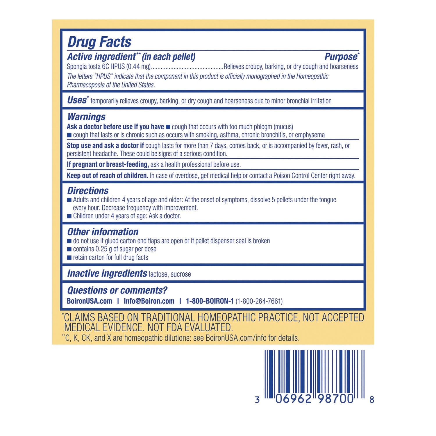 BRN138 | back label showing Drug Facts panel with active ingredient, warnings, directions, inactive ingredients and barcode