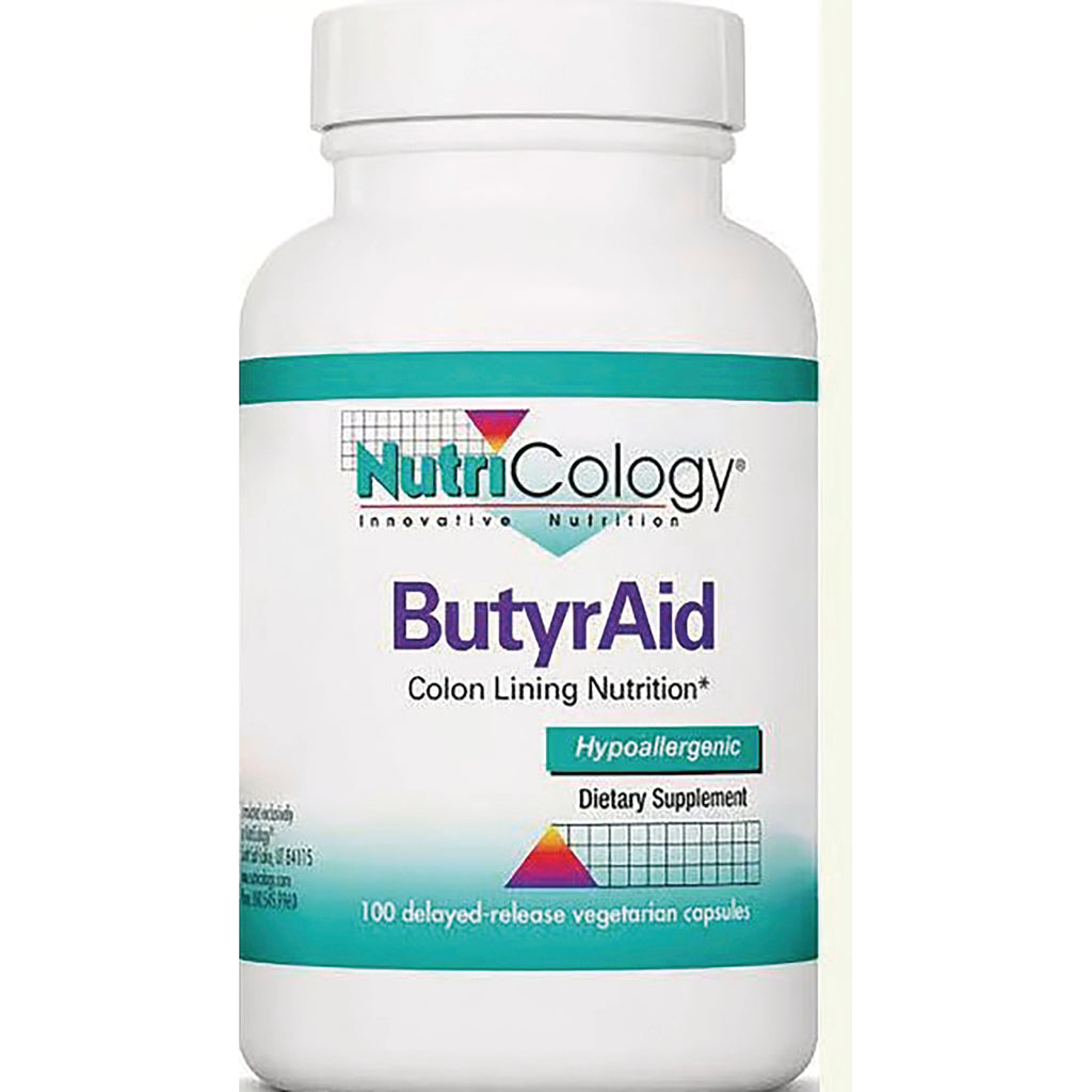 NCL049 | Nutricology ButyrAid dietary supplement bottle, colon lining nutrition, hypoallergenic, 100 delayed-release vegetarian capsules - Thumbnail