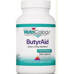 NCL049 | Nutricology ButyrAid dietary supplement bottle, colon lining nutrition, hypoallergenic, 100 delayed-release vegetarian capsules