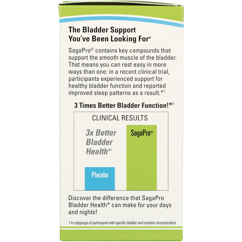 EUR030 | product infographic showing SagaPro vs placebo bar graph and text claiming 3x better bladder health - Thumbnail
