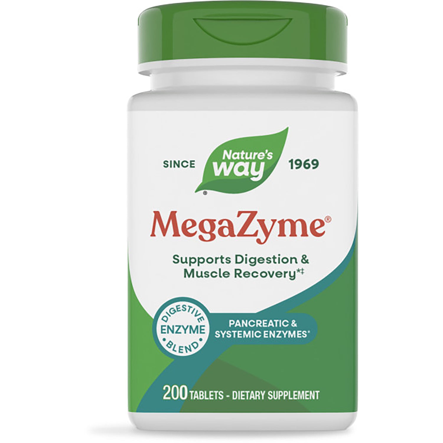 ET255 | Nature's Way Dual Action Enzymes bottle front showing label and 200 tablets dietary supplement