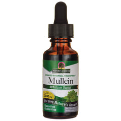 NAT061 | Brown glass dropper bottle labeled Mullein Verbascum thapsus Nature's Answer herbal extract 1 fl oz