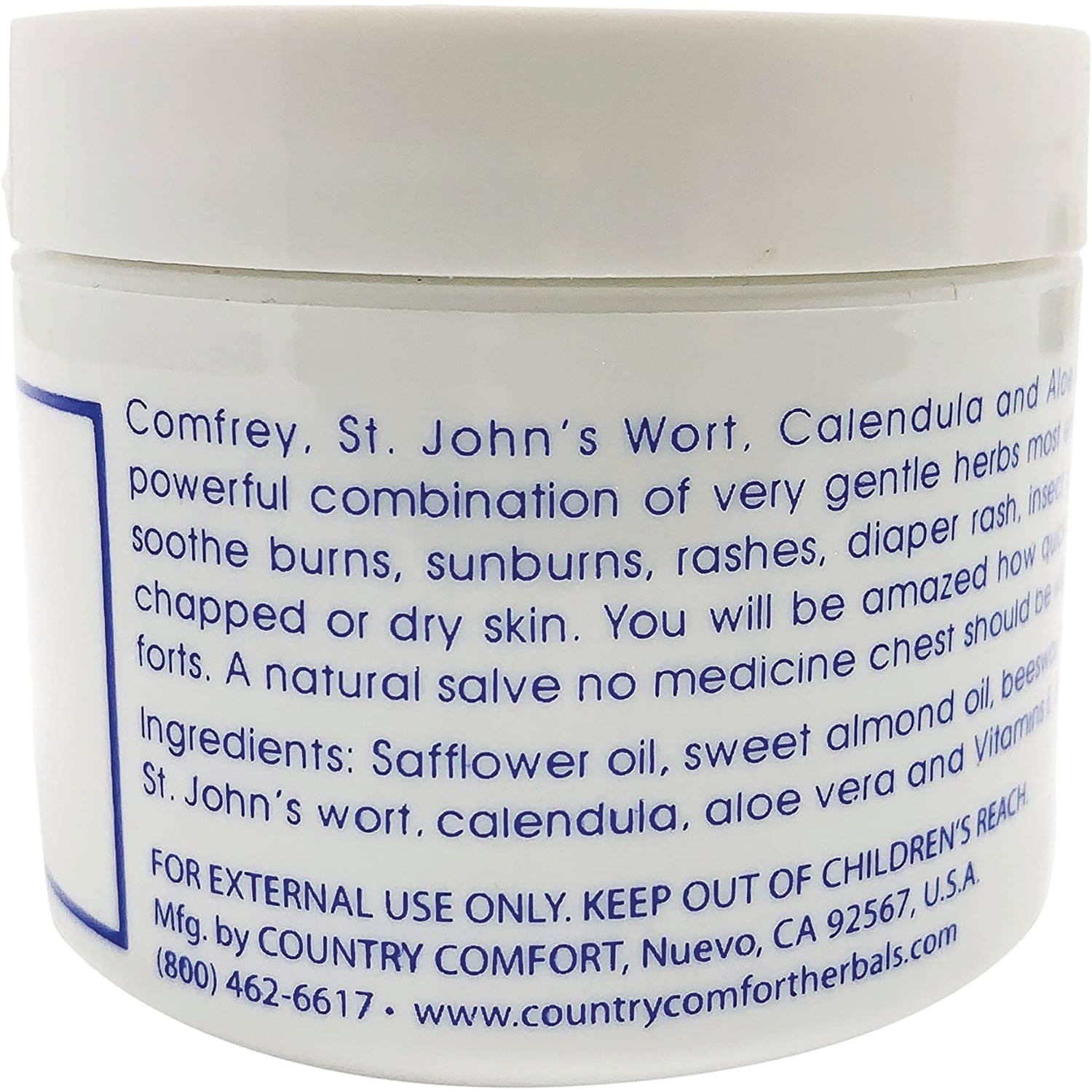 CTY004 | back label of white jar listing ingredients and FOR EXTERNAL USE ONLY warning