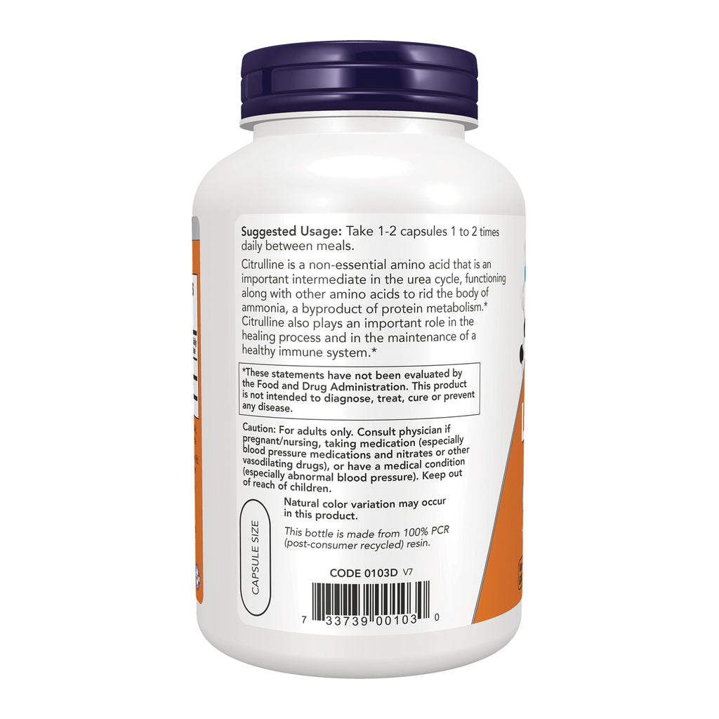 NWF830 | Back of white supplement bottle showing suggested usage, caution and FDA disclaimer text and barcode - Thumbnail