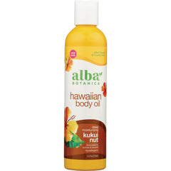 ABA008 | Alba Botanica Hawaiian body oil, deep moisturizing kukui nut, 8.5 fl oz; new look; plant based & cruelty free
