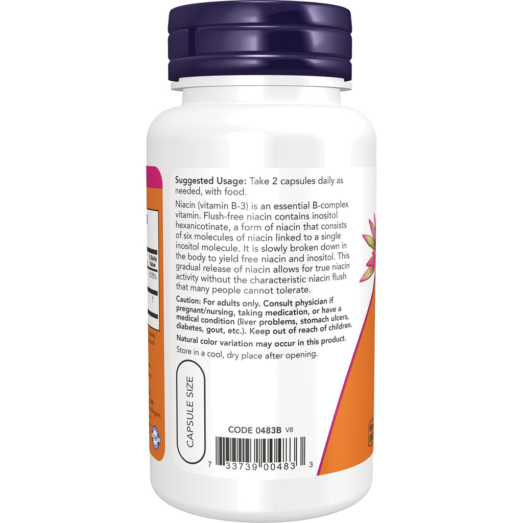 NWF772 | Back label of white supplement bottle showing Suggested Usage Take 2 capsules daily, caution text and barcode - Thumbnail
