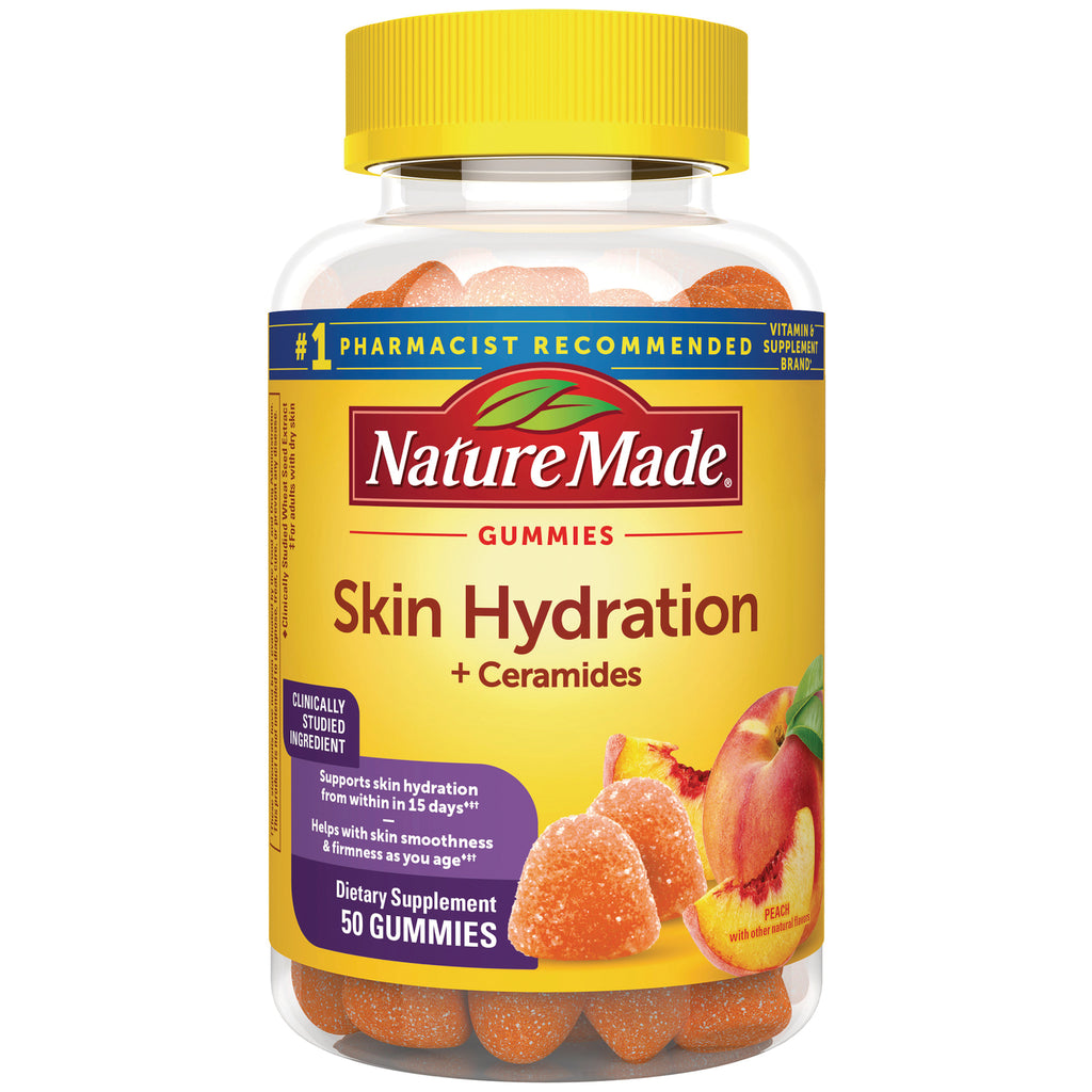 NTM187 | Nature Made Skin Hydration gummies bottle, peach flavor, 50 gummies - Thumbnail