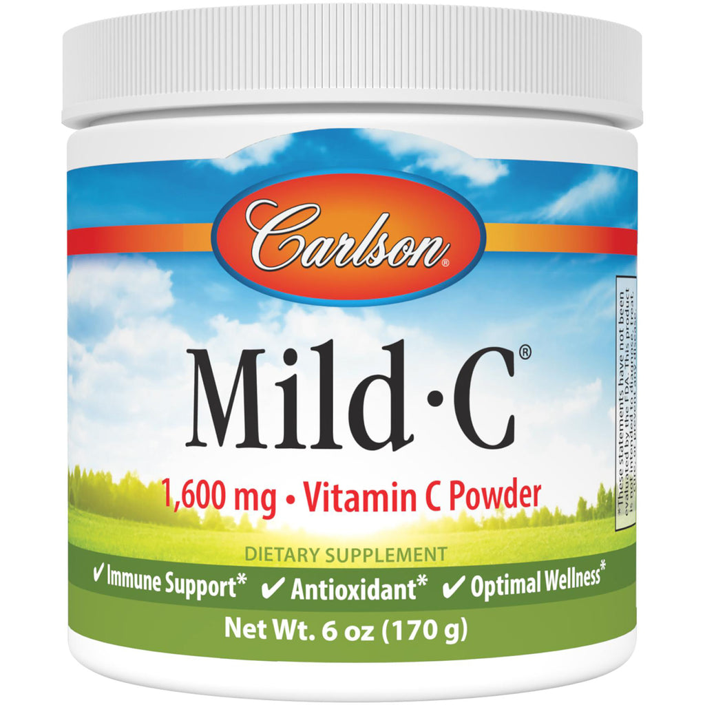 CSN030 | Carlson Mild-C Vitamin C Crystals white jar front label showing product name and net wt 6 oz (170 g) - Thumbnail