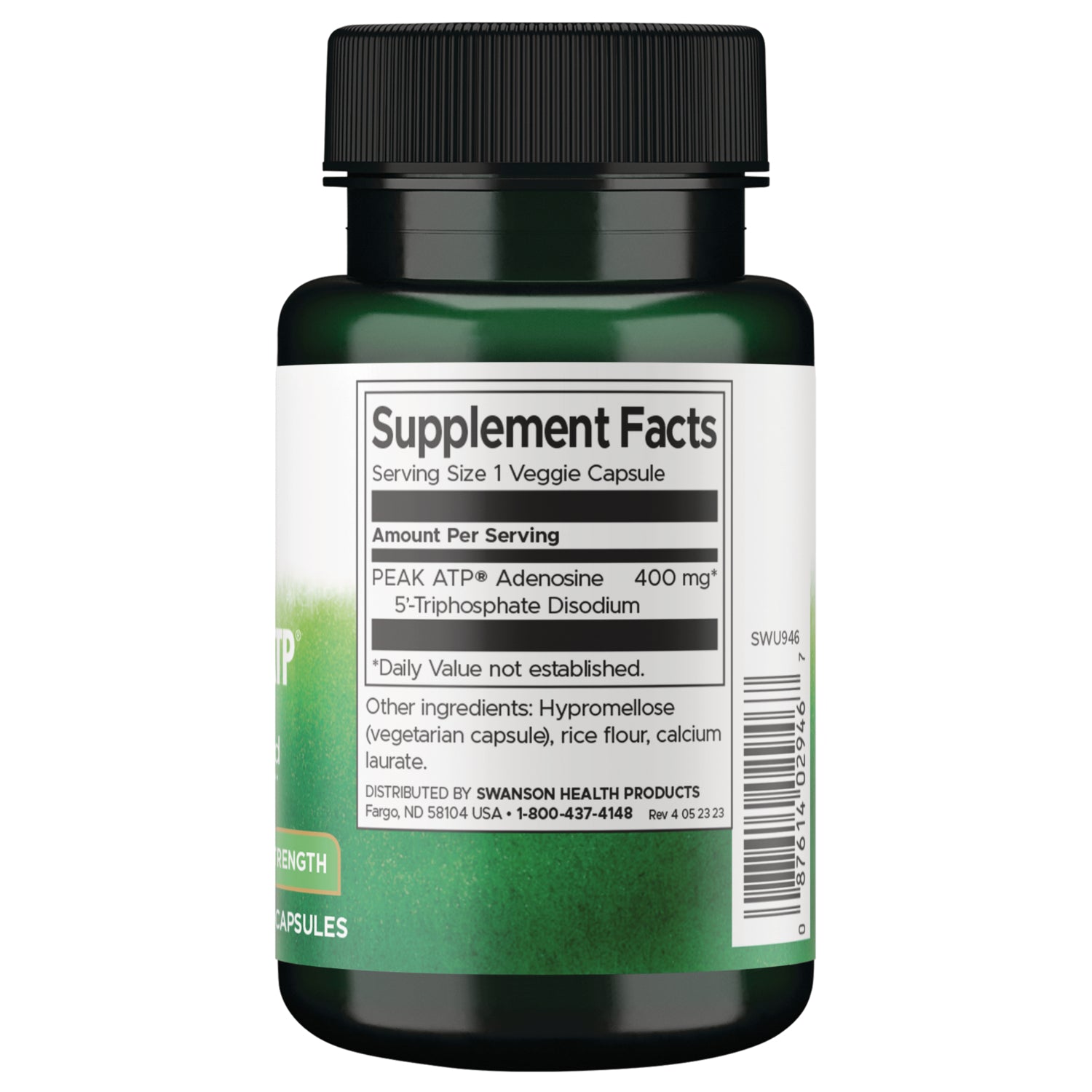 SWU946 | Back label with supplement facts and serving information