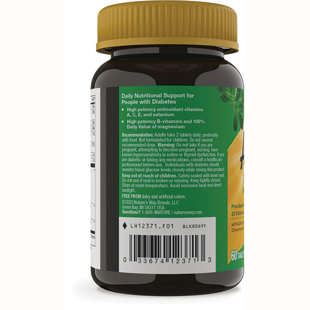 NW1044 | back of amber supplement bottle showing green label with usage text, warnings, and barcode - Thumbnail