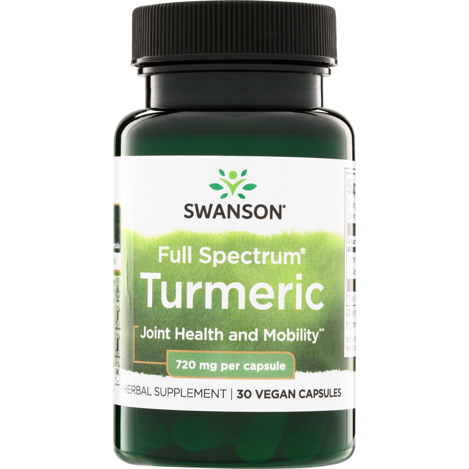 SW1240 | Swanson Full Spectrum Turmeric, 720 mg per capsule, 30 vegan capsules bottle front