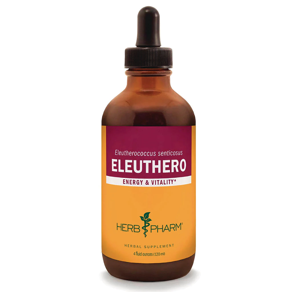 HPH114 | Amber dropper bottle labeled ELEUTHERO Energy & Vitality Herb Pharm herbal supplement 4 fluid ounces - Thumbnail
