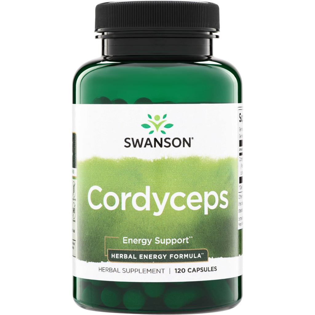 SW1716 | Swanson Cordyceps herbal supplement bottle with Energy Support, Herbal Energy Formula, 120 capsules - Thumbnail