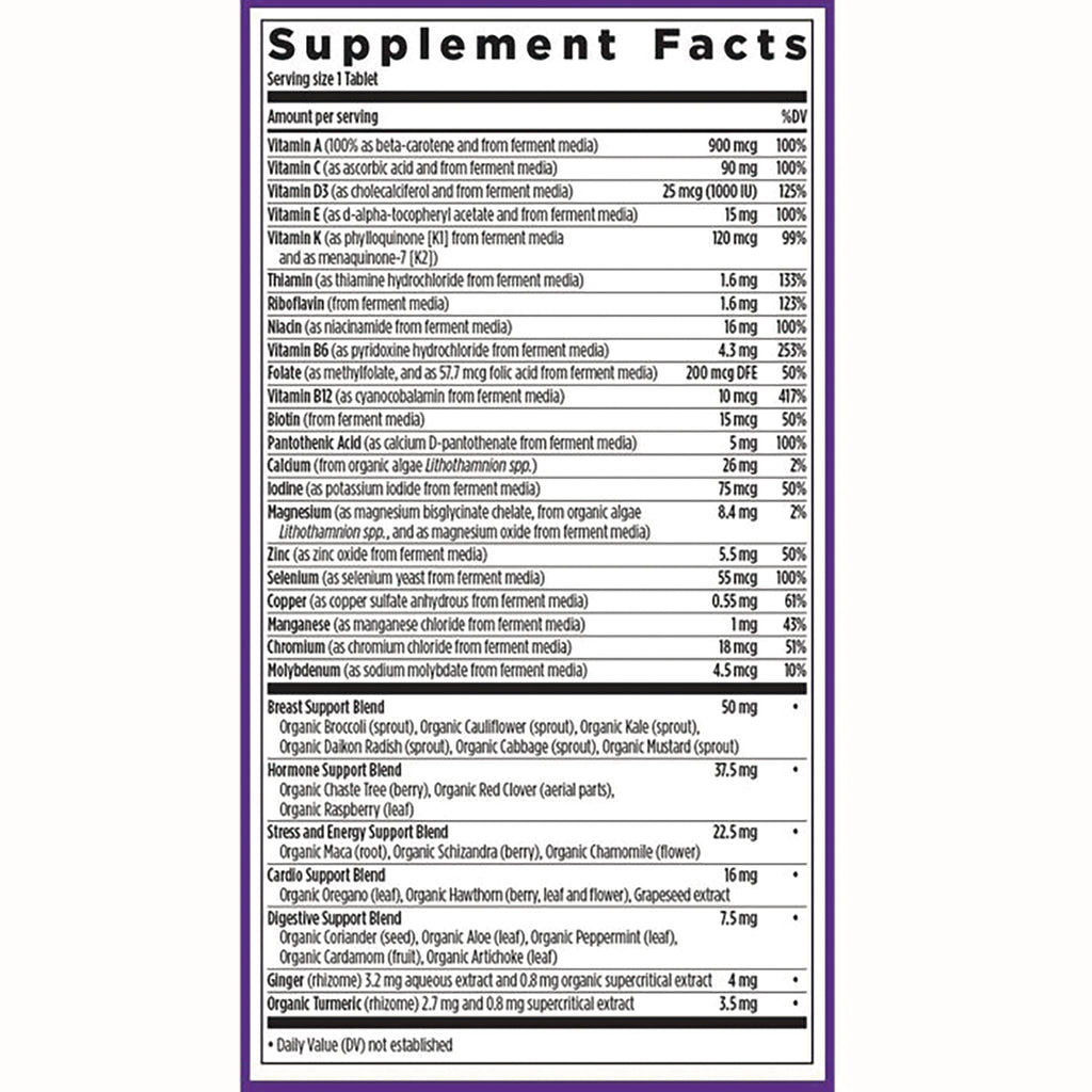 NWC226 | Supplement Facts label showing serving size, vitamins, minerals, and blend ingredient list - Thumbnail