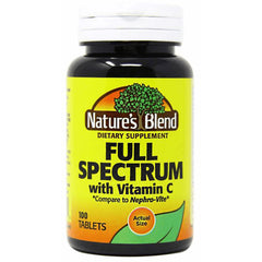 NAB012 | Bottle front labeled Nature's Blend Full Spectrum with Vitamin C, 100 tablets