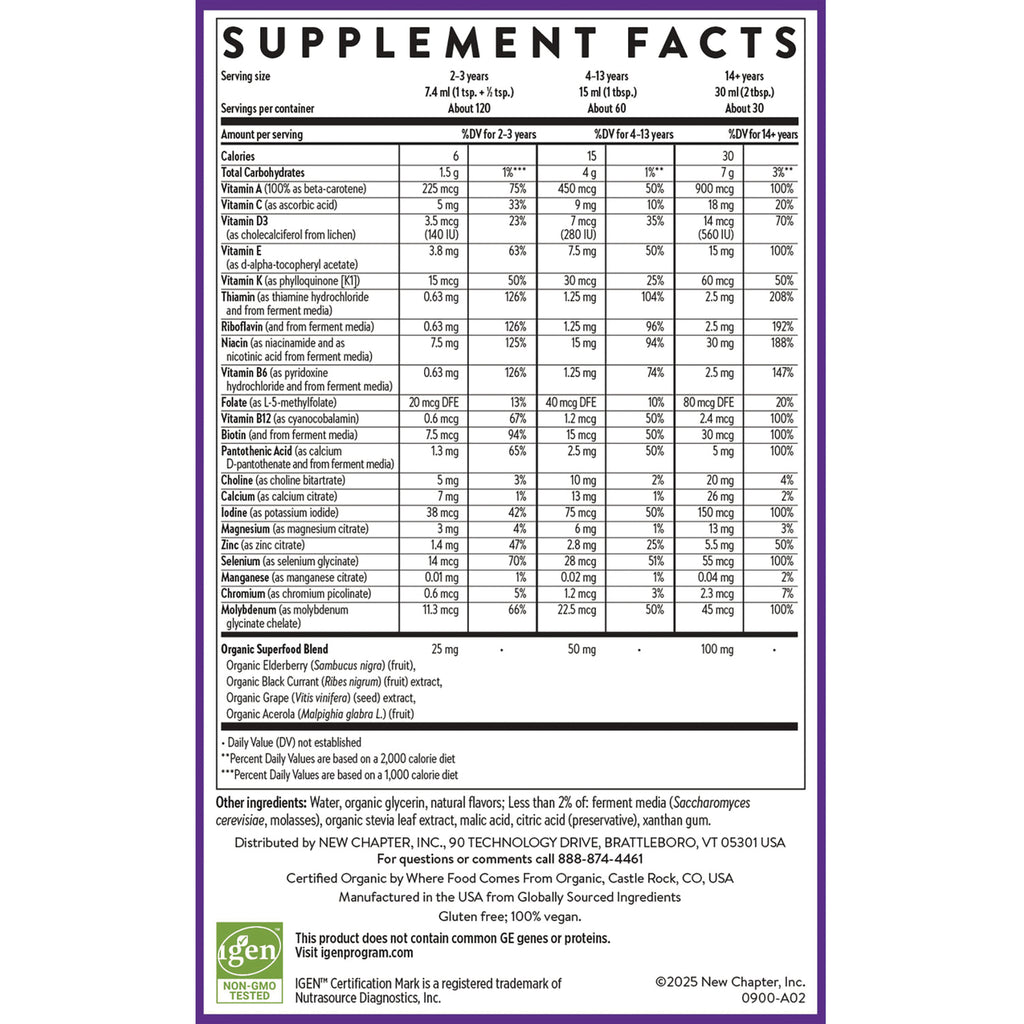 NWC393 | supplement facts and ingredients panel showing serving sizes and nutrient amounts - Thumbnail