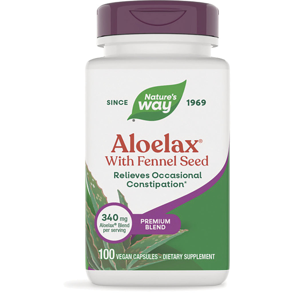 NW186 | Nature's Way Aloelax with Fennel Seed supplement bottle, 100 vegan capsules - Thumbnail