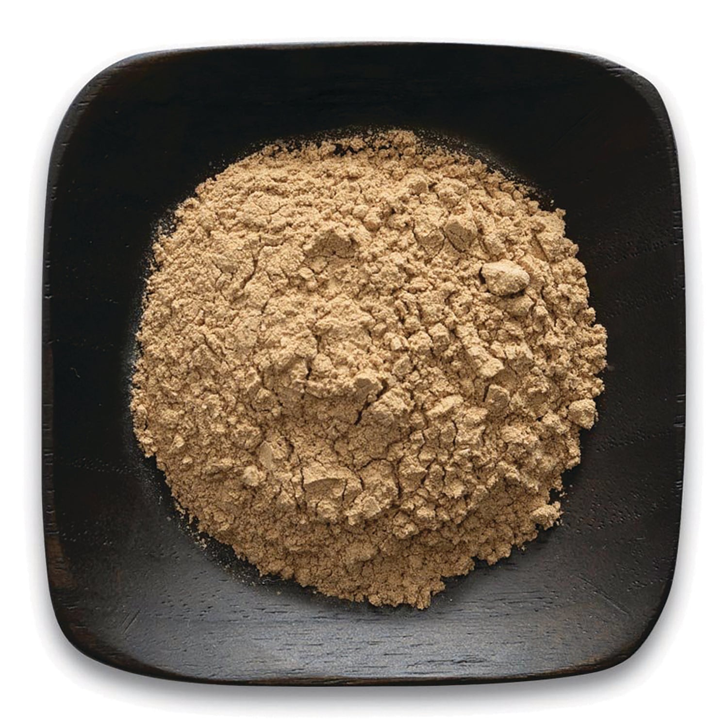 FNP071 | light brown powdered supplement on a square dark wooden dish