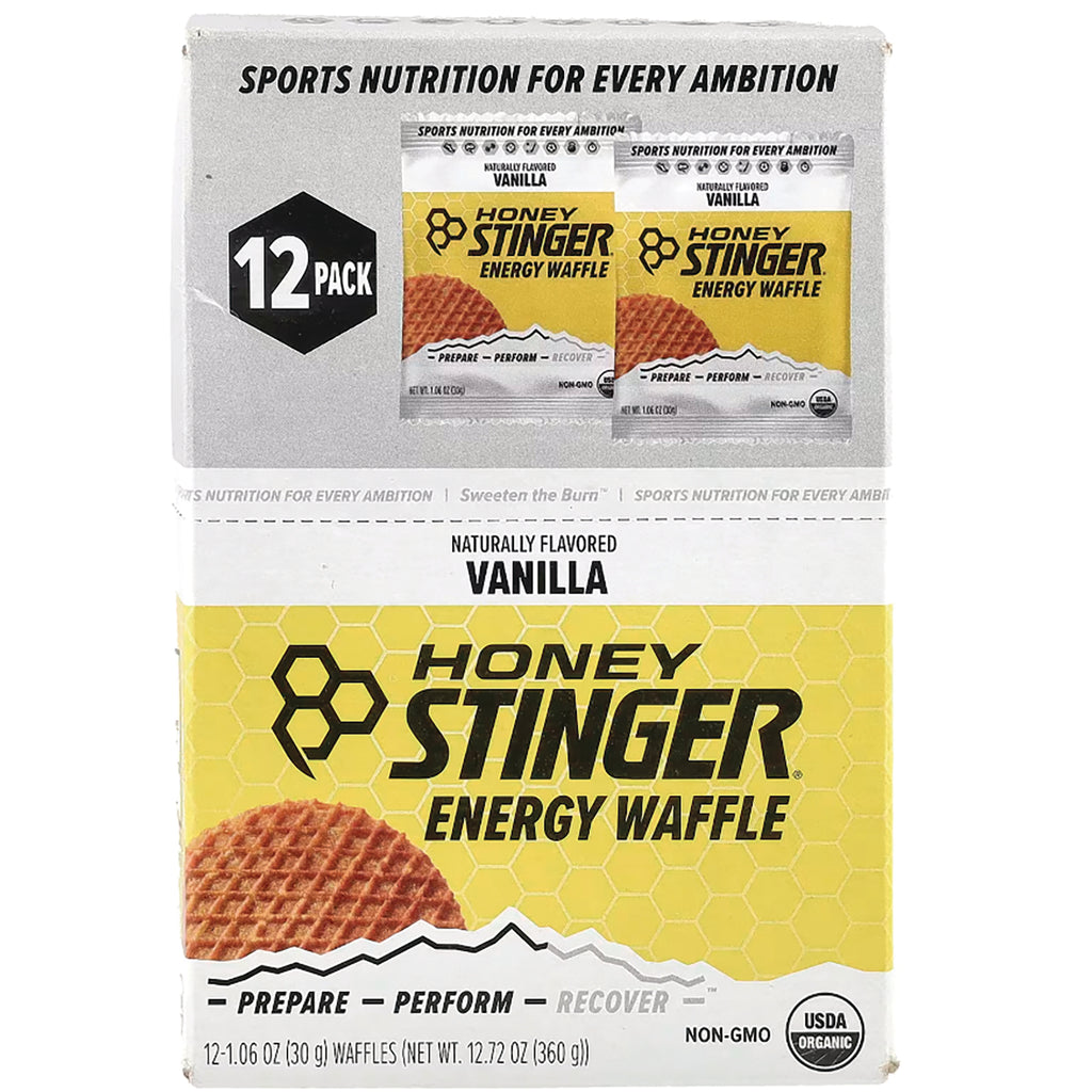 HST067 | Honey Stinger Energy Waffle vanilla 12-pack box front showing waffle and branding - Thumbnail