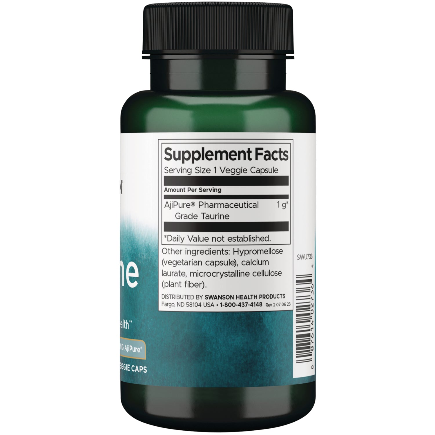 SWU736 | Back of label with supplement facts and serving information