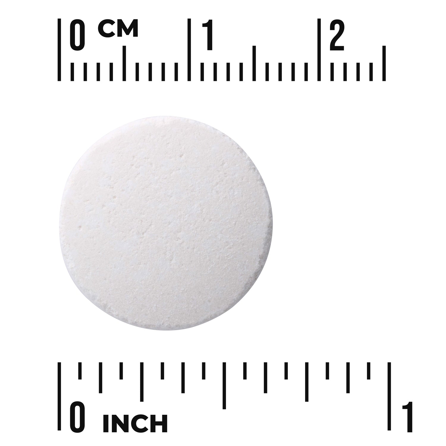 SW865 | Round white tablet with size scale in centimeters and inches