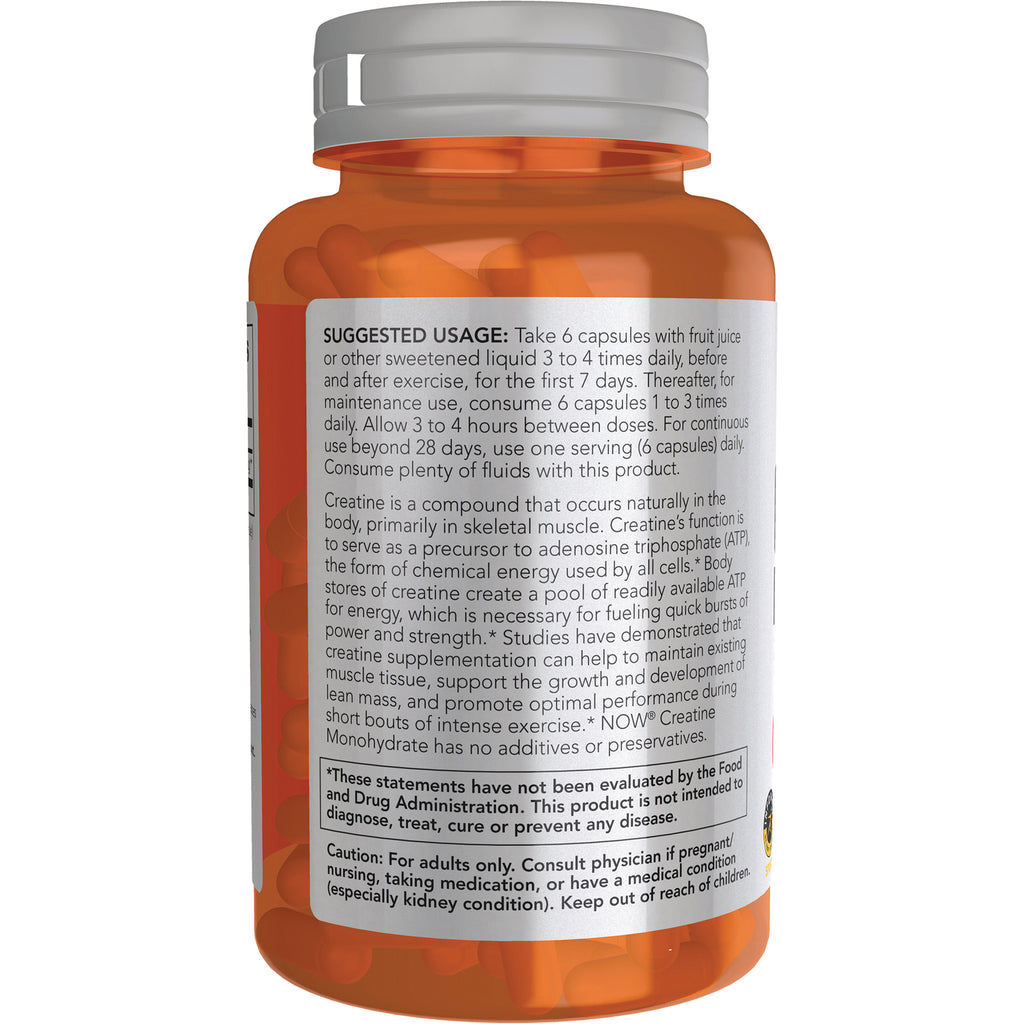 NWF873 | Back of orange supplement bottle label showing suggested usage, cautions, and ingredient and warning text - Thumbnail