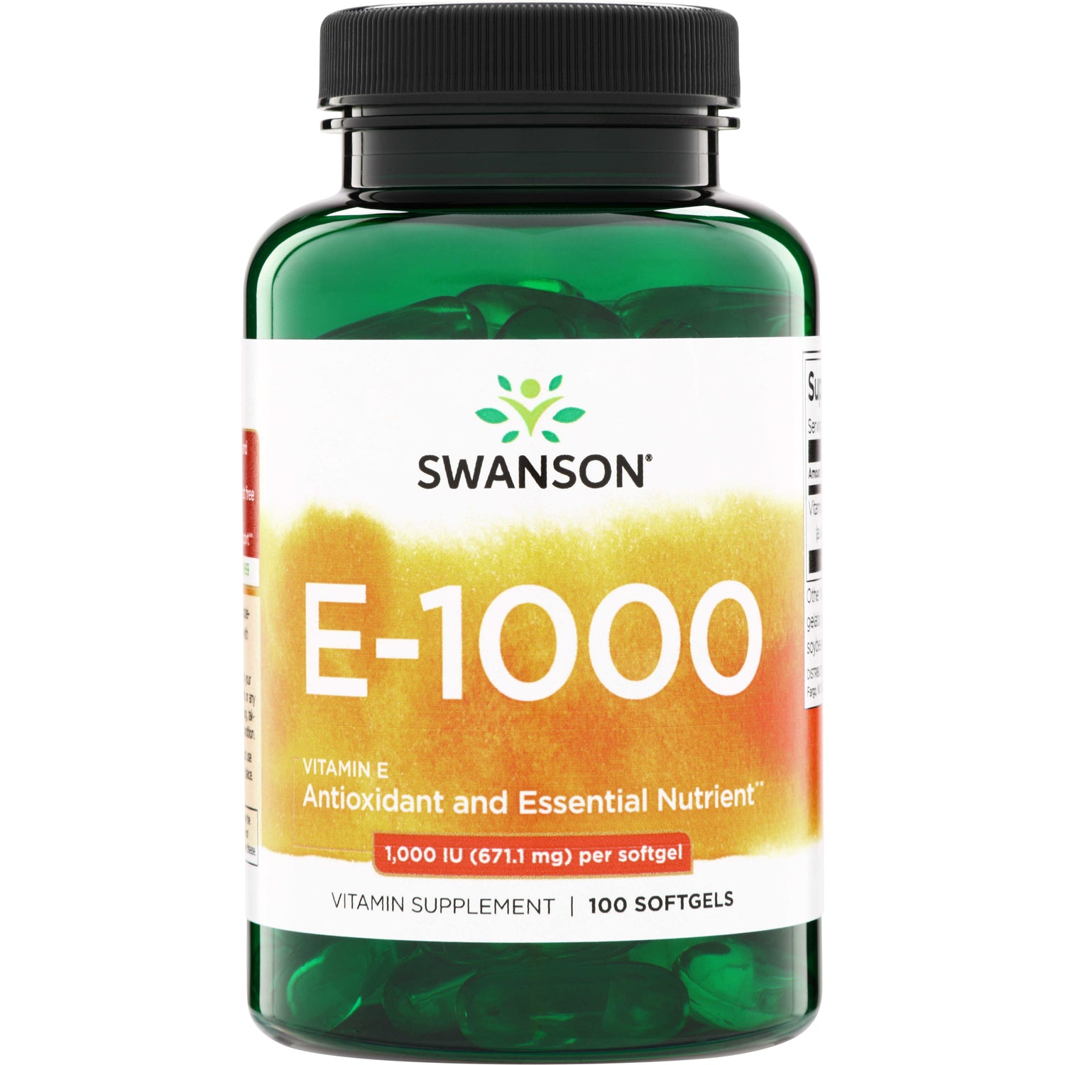 SW144 | Swanson E-1000 Vitamin E softgels, 1,000 IU per softgel, 100 count