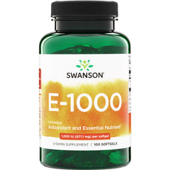 SW144 | Swanson E-1000 Vitamin E softgels, 1,000 IU per softgel, 100 count